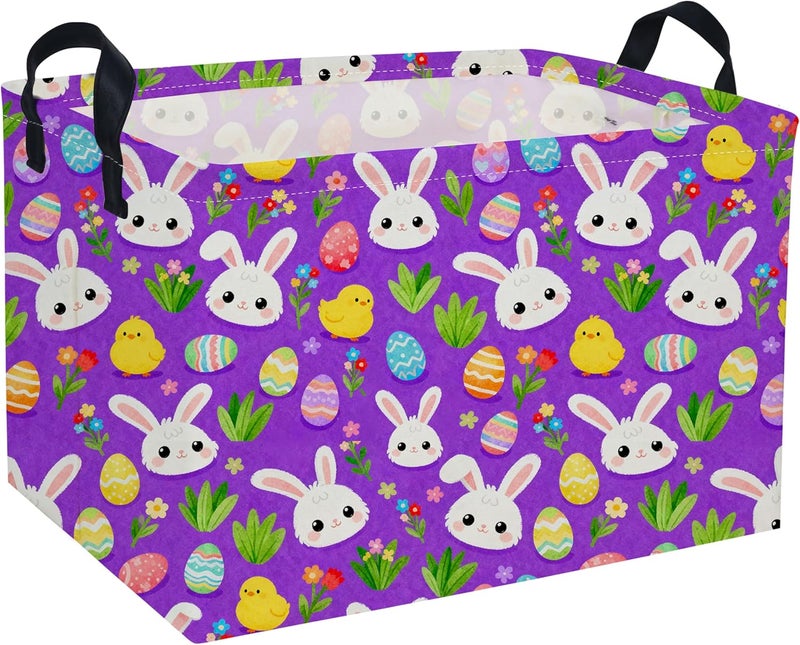 DDBASKET Easter Basket for Kids Gift Baskets Empty Baby Easter Basket for Boys and Girls Rectangular Toy Storage Bins Organizer Bin Box Cute room Decor for Home - Image 1